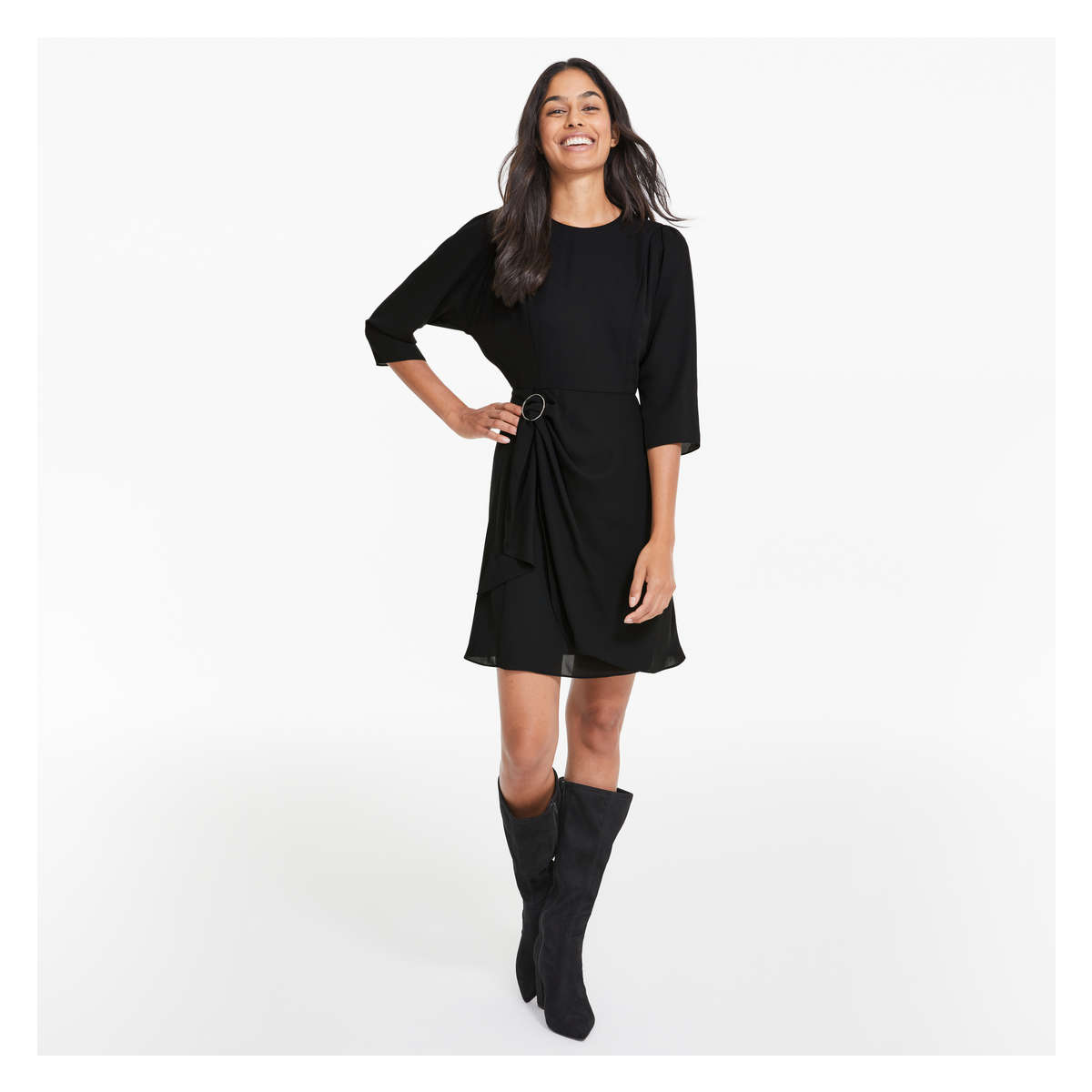 Satin Dress in JF Black from Joe Fresh